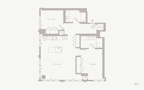 Floor plan for 2 beds, 2 baths